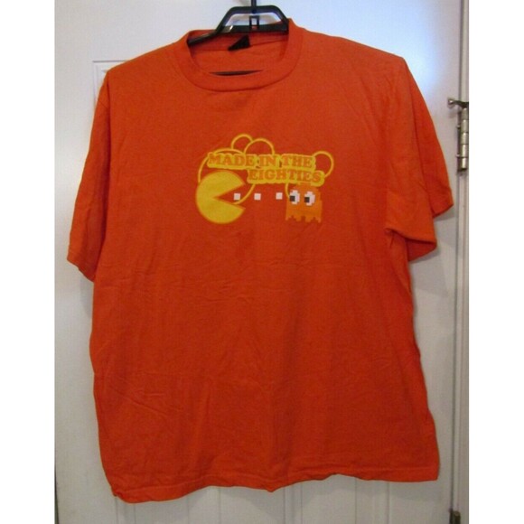 Orange Pacman T Shirt Vintage Made In The 80s Made in USA Size 2XL - Picture 1 of 9